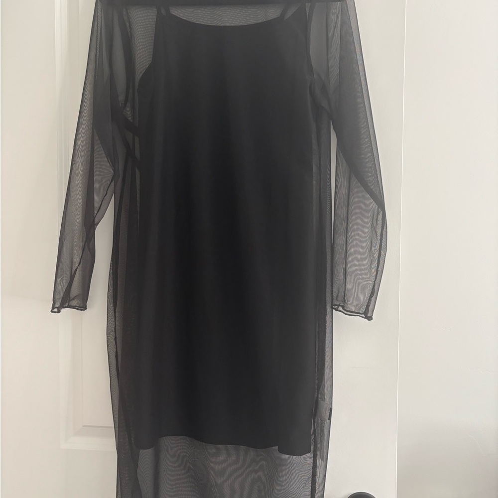SHEIN Black Sheath Long Sleeve Cocktail Dress